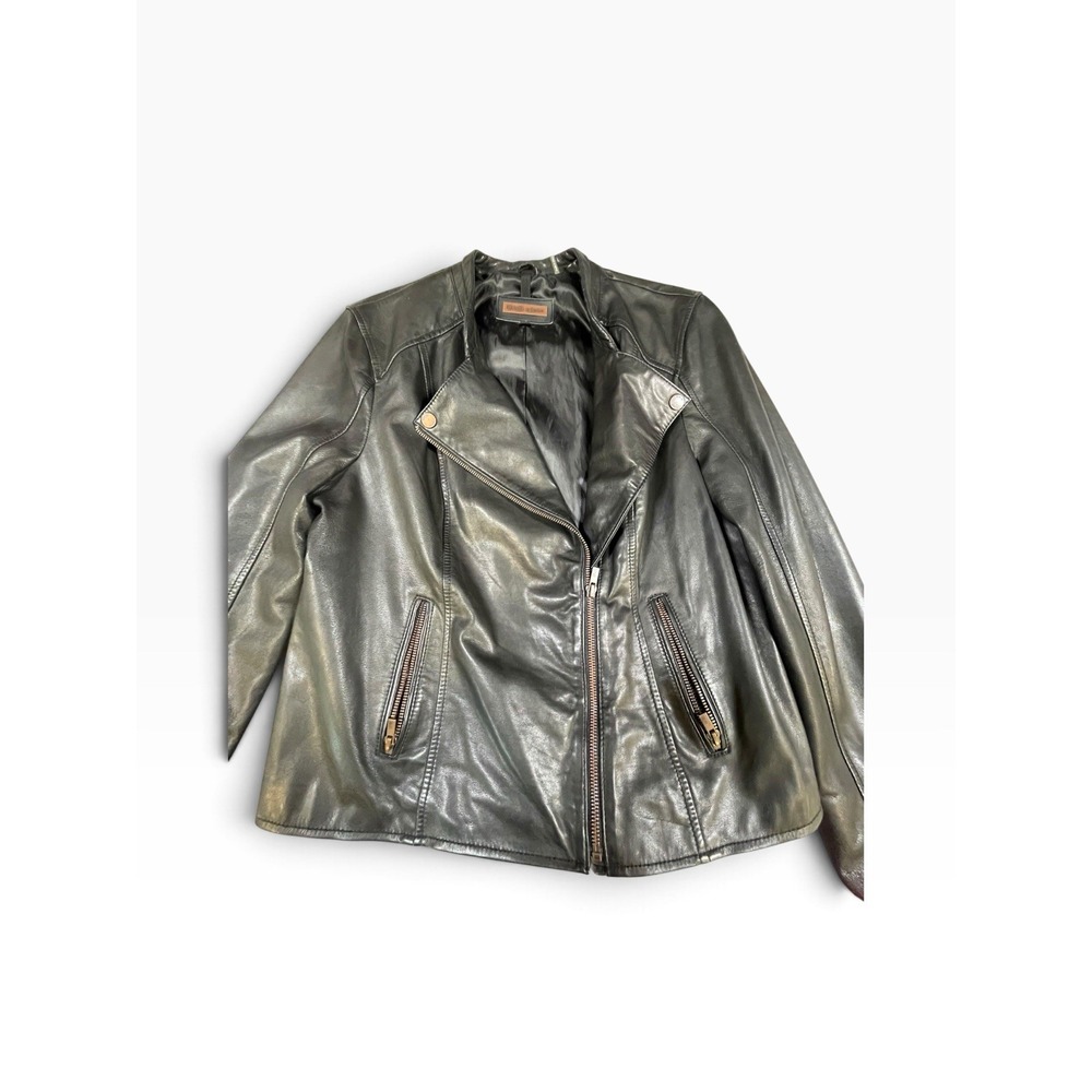 Black Rivet Leather Jacket. Black, Genuine Leather Size XL